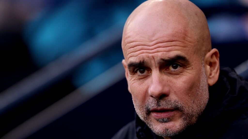 Pep Guardiola at a Manchester City press conference