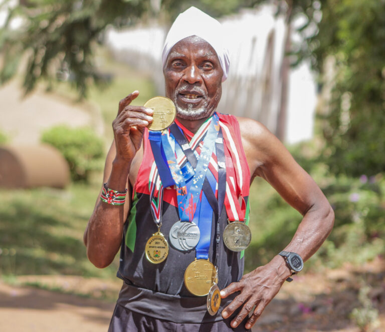 Stephen Kamande “Wagithomo” competing in masters athletics