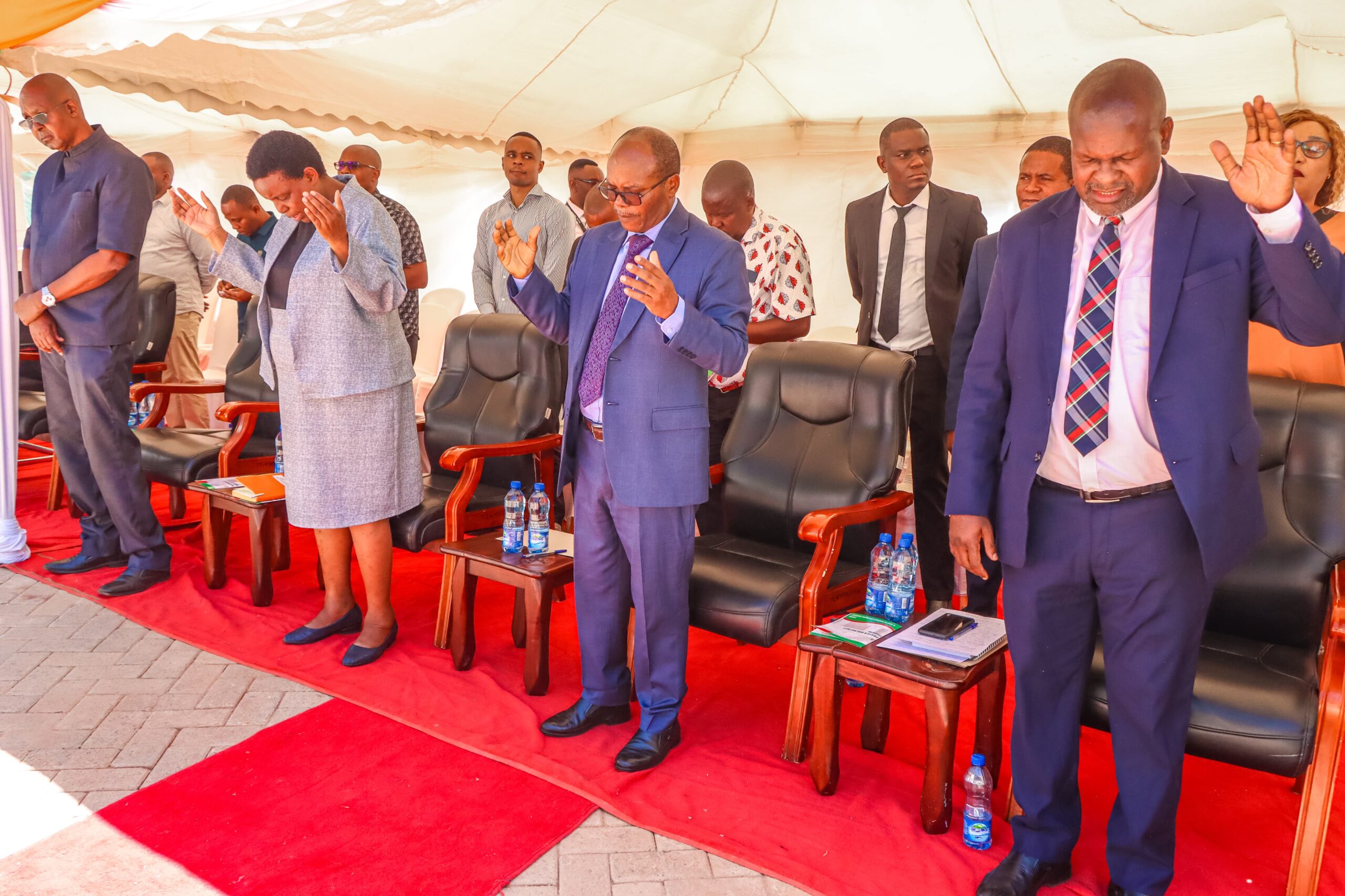 Wisdom Mwamburi addresses leaders at a prayer breakfast in Wundanyi