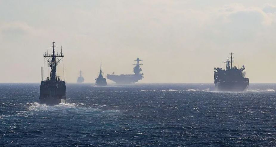 The US Navy destroyer USS Truxtun during operations at sea
