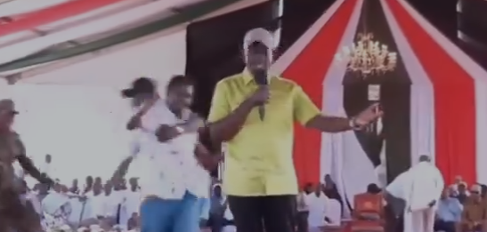 ecurity officers stop a man rushing toward President William Ruto’s podium in Mandera